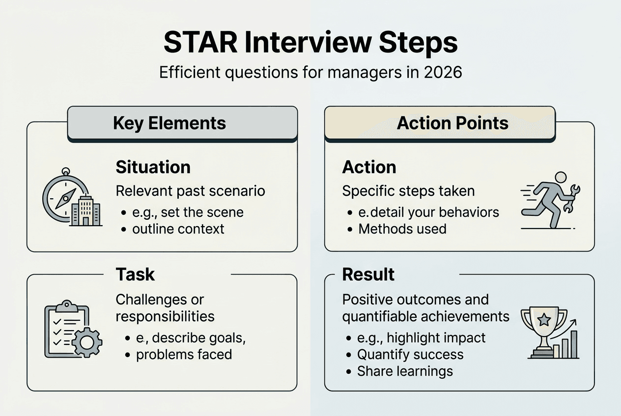 Infographic showing STAR interview steps and elements
