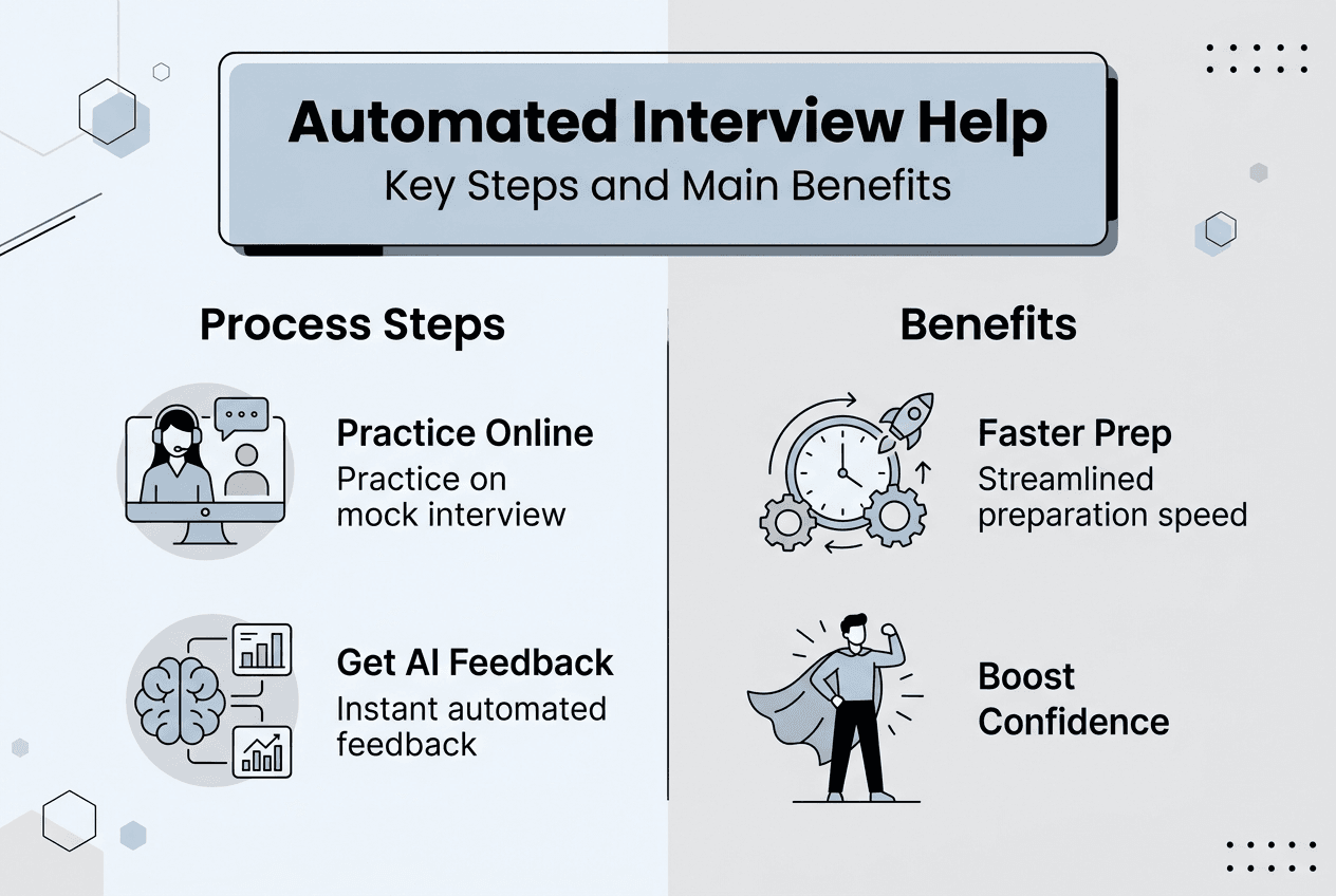 Infographic of automated interview help process and benefits