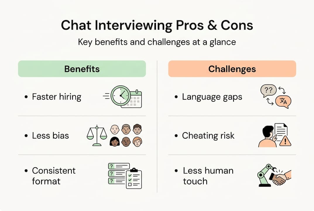 Infographic showing chat interview pros and cons