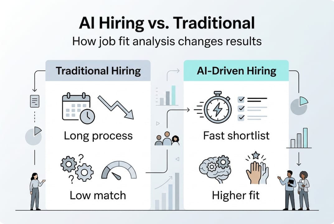 Infographic comparing traditional and AI-driven hiring