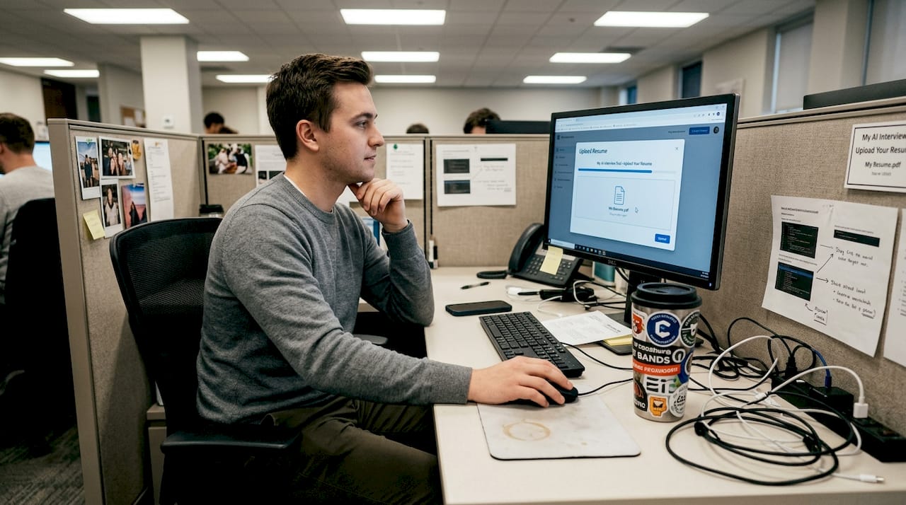 Person uploading resume for AI interview prep