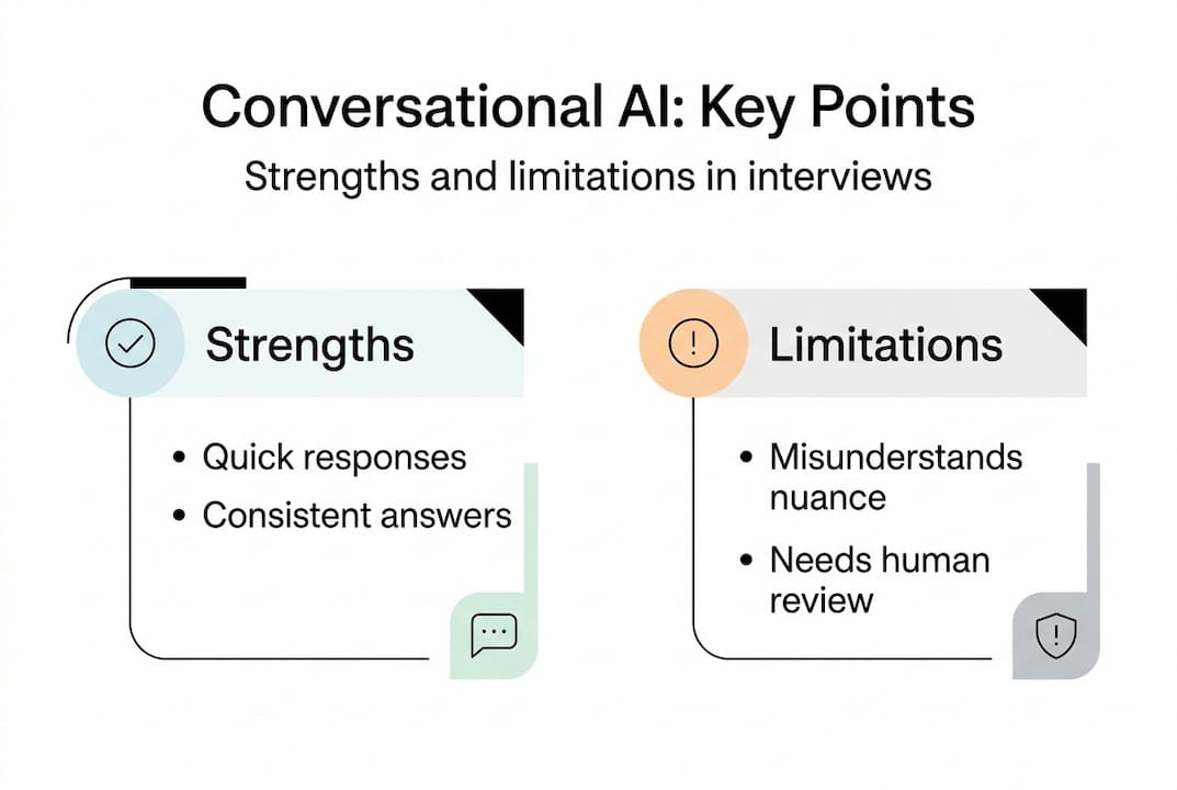 Infographic showing conversational AI strengths and limits