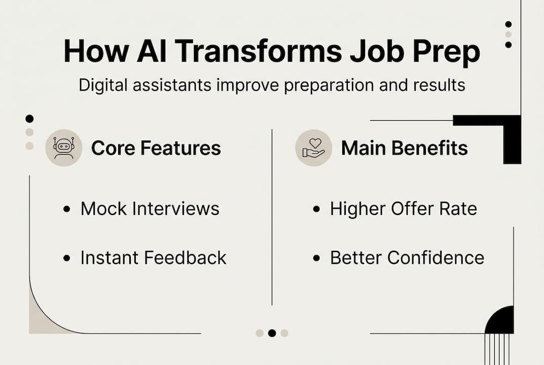 Infographic showing AI interview assistant features and benefits