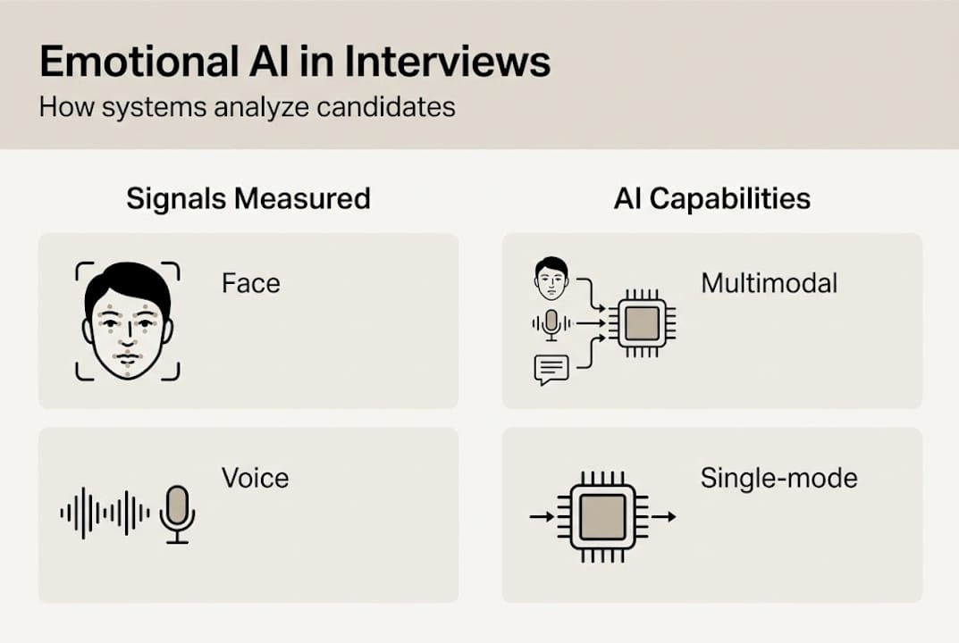 Infographic of emotional AI analysis in interviews