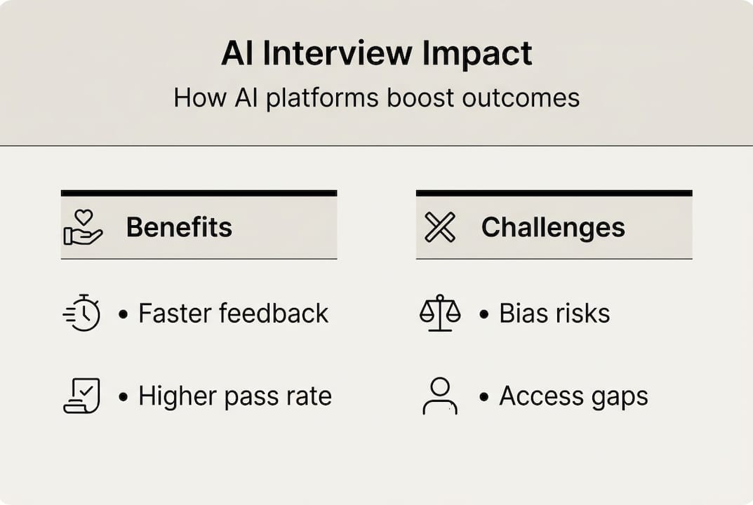 Infographic on AI interview benefits and challenges