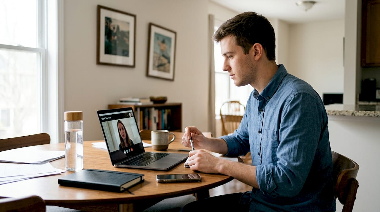 Candidate practicing interview with AI tool