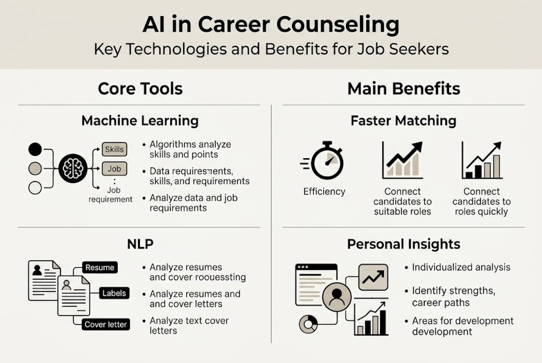 Infographic on AI tools and benefits in career guidance