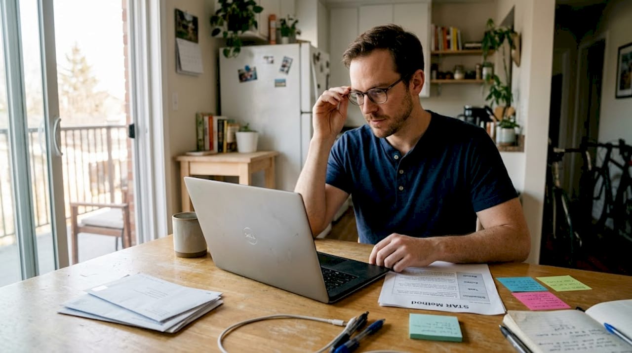 Job seeker improving answers with AI feedback