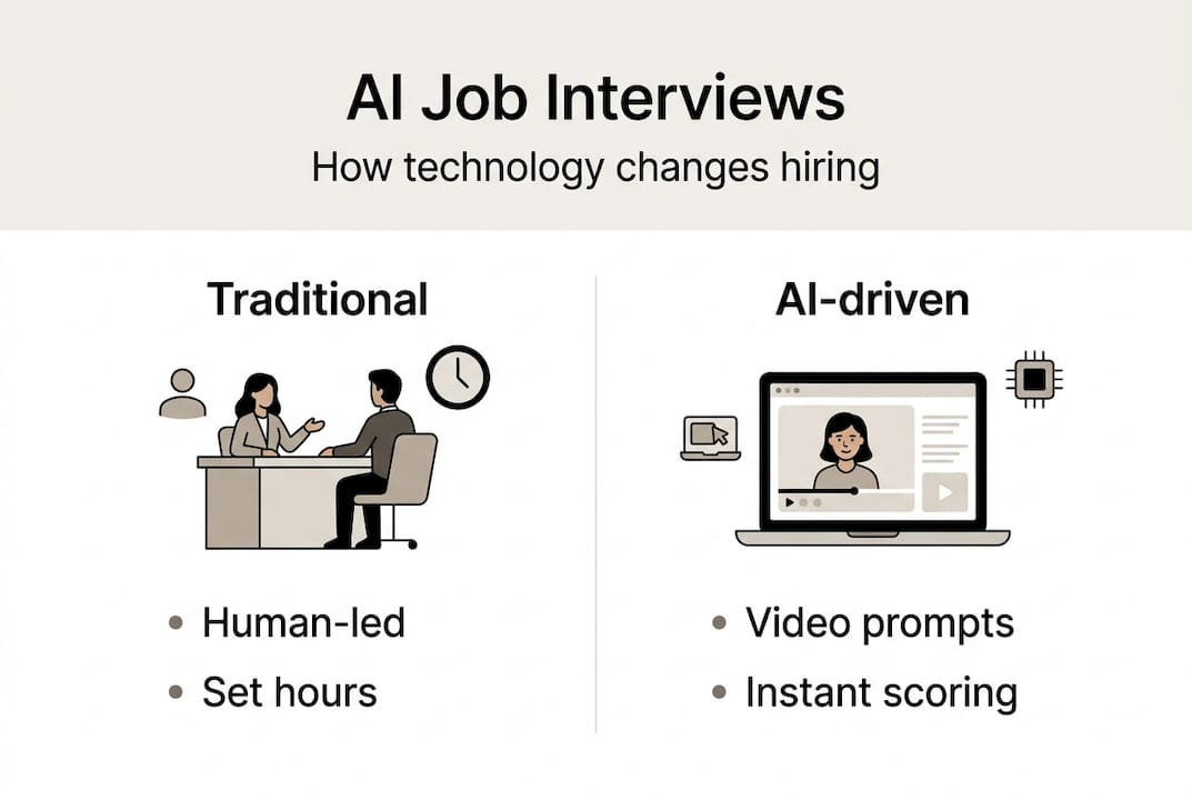 Infographic showing AI versus traditional interviews