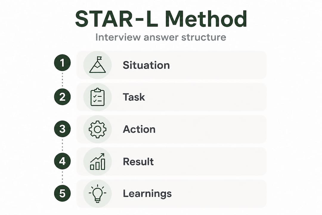 Infographic explaining STAR-L interview answer steps