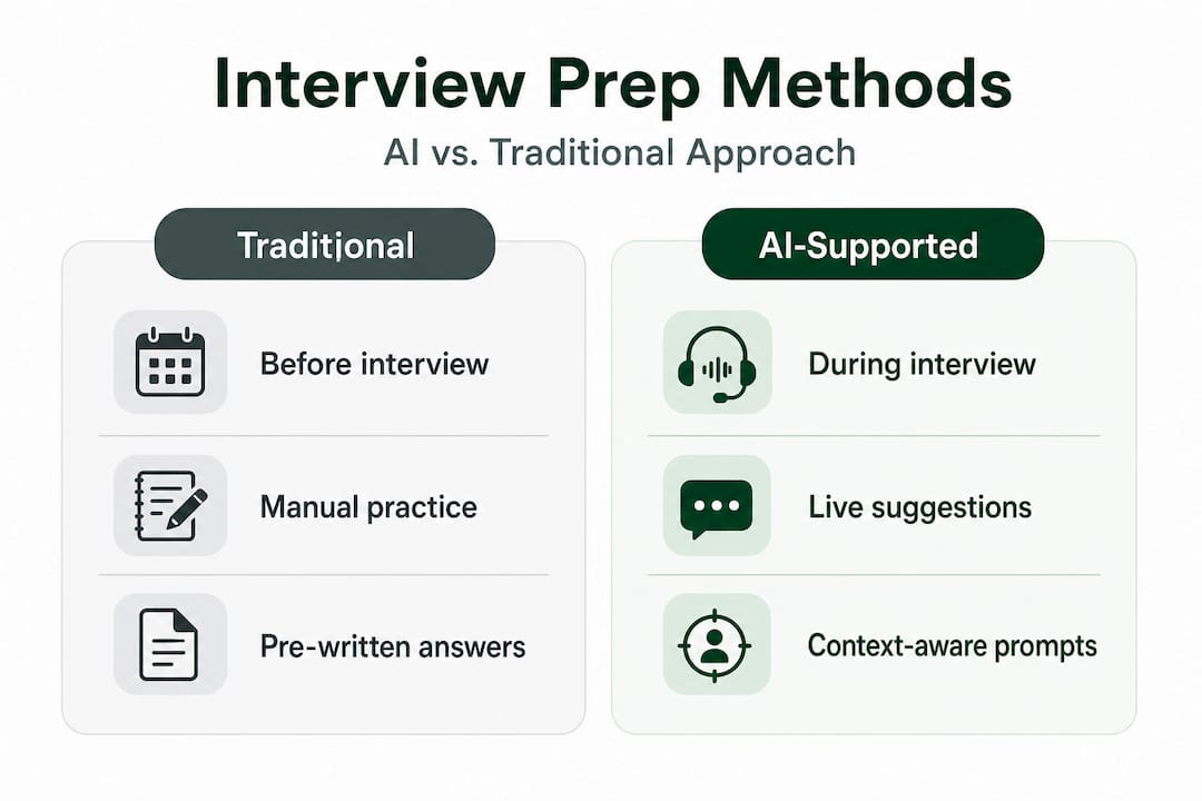Infographic comparing AI and traditional interview prep
