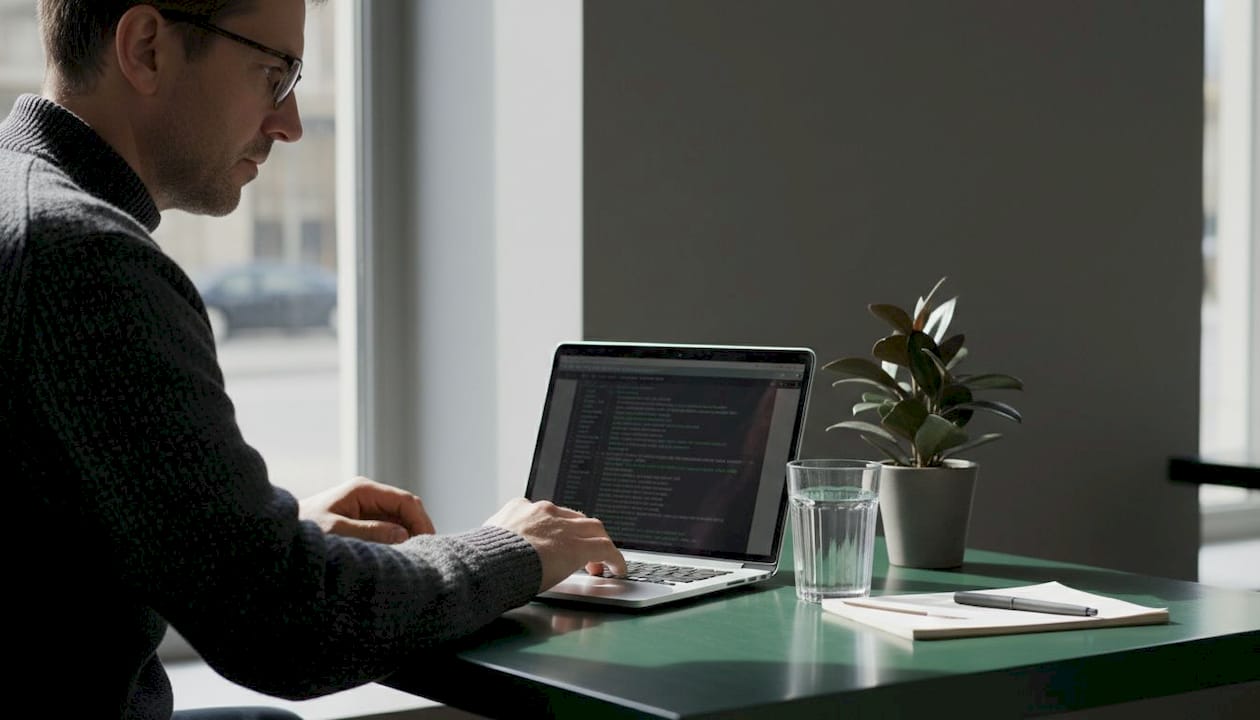 Man reviews anonymized AI interview transcript