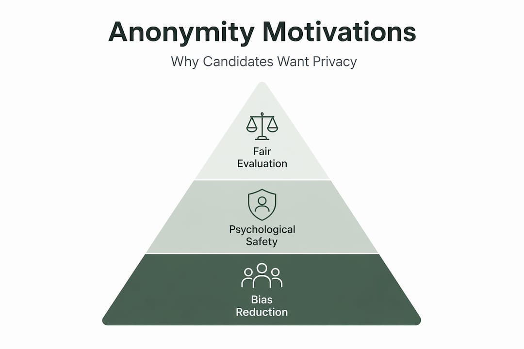 Infographic showing hierarchy of AI interview anonymity motivations