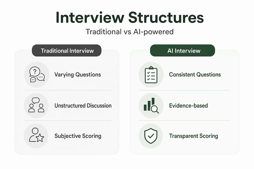 Infographic comparing traditional and AI interviews