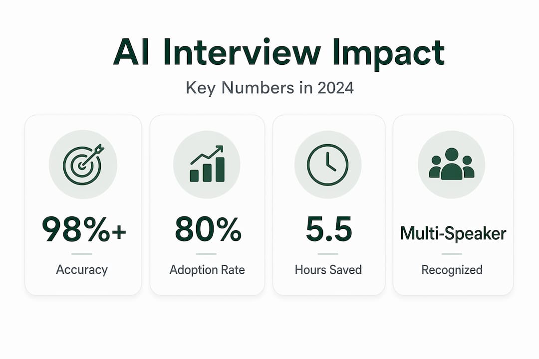 Infographic with AI interview transcription statistics