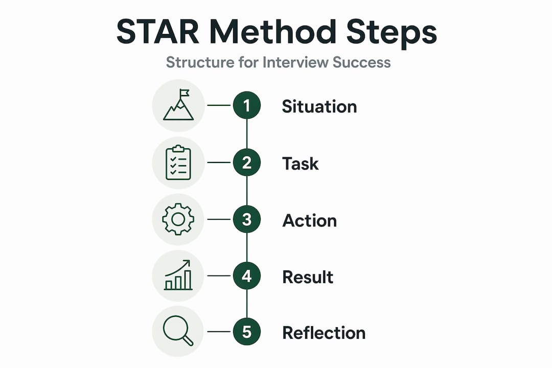 Infographic illustrating STAR method interview steps