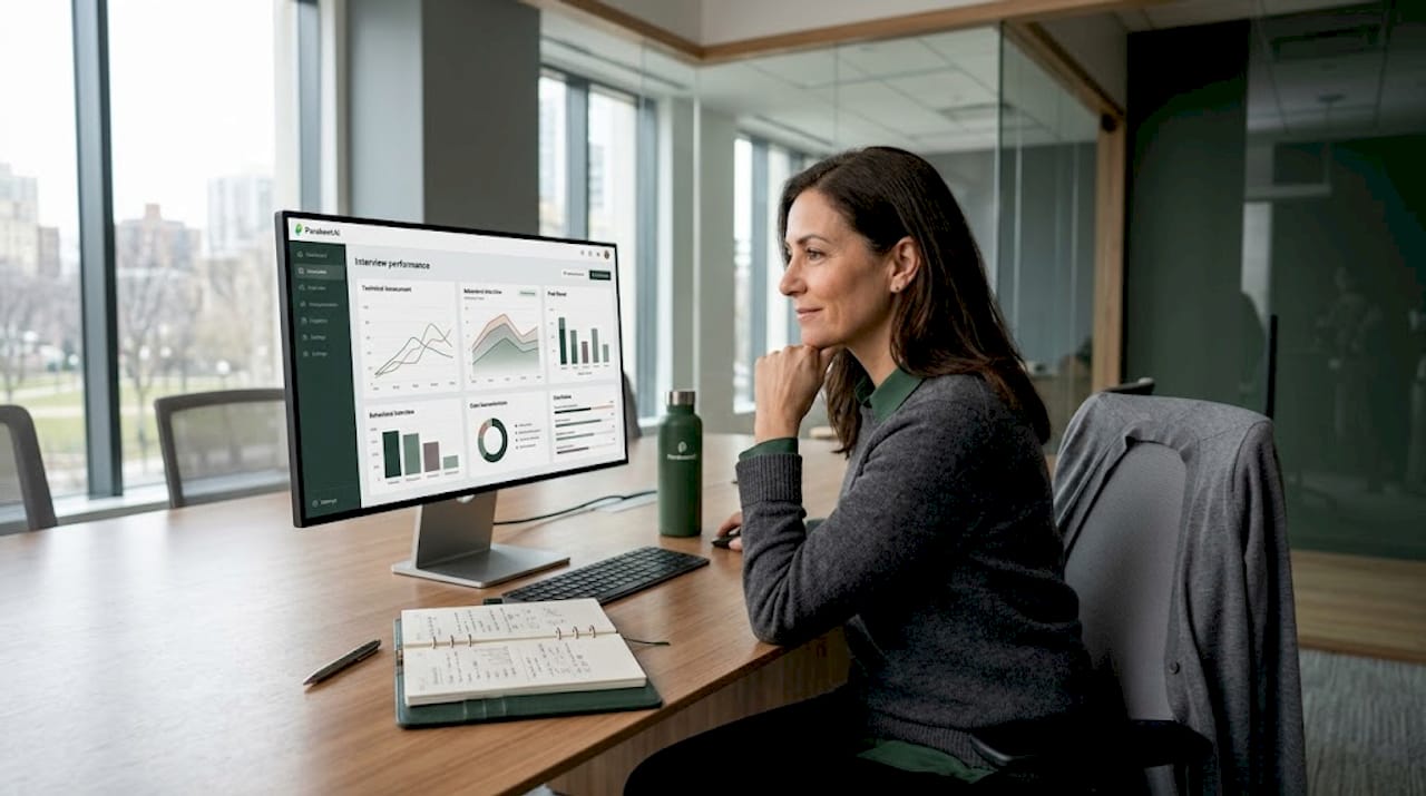 Manager viewing interview dashboard in workspace