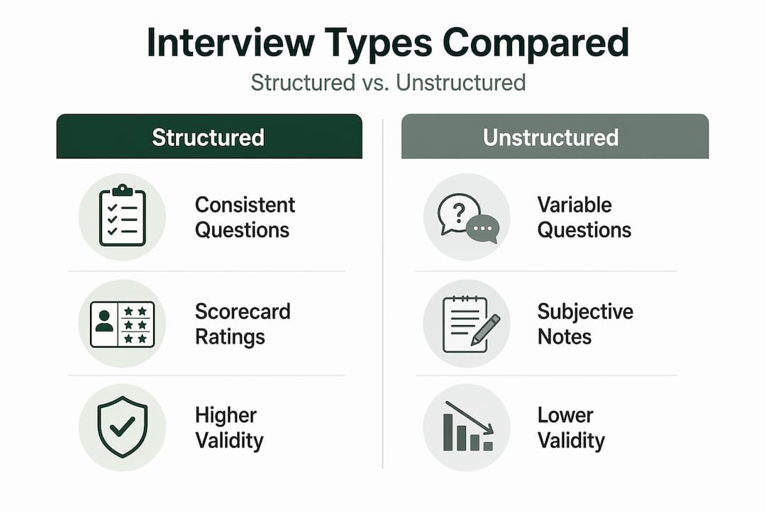 Infographic comparing interview types key features