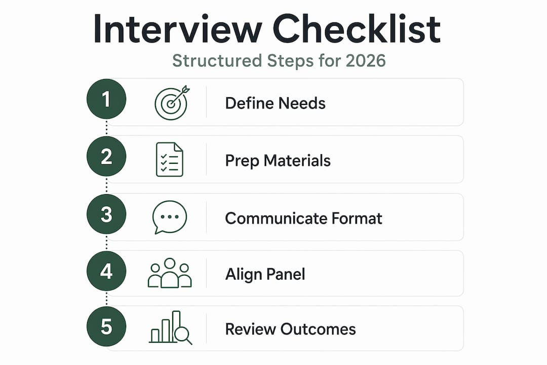 Interview checklist vertical process infographic
