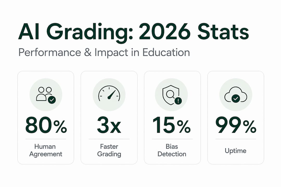 AI grading statistics callout infographic