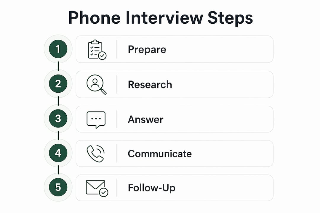 Infographic outlining key phone interview preparation steps