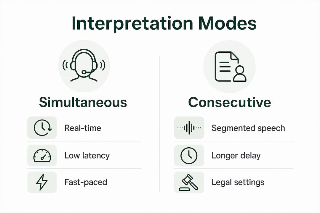 Infographic comparing simultaneous and consecutive interpretation