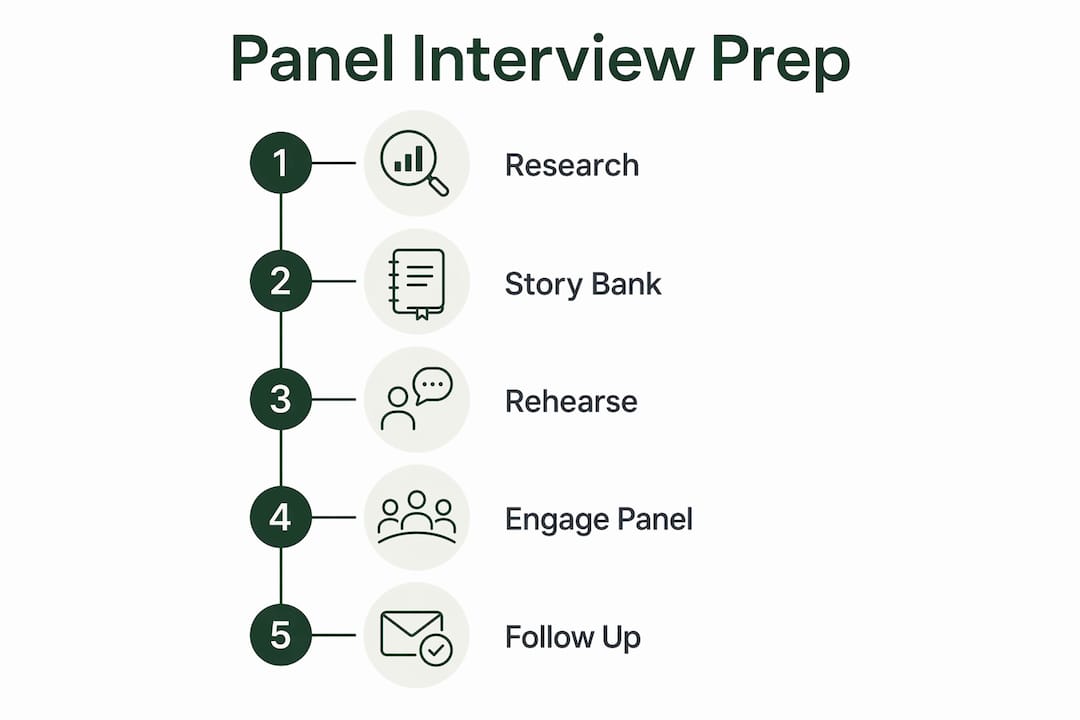 Infographic outlining panel interview preparation steps