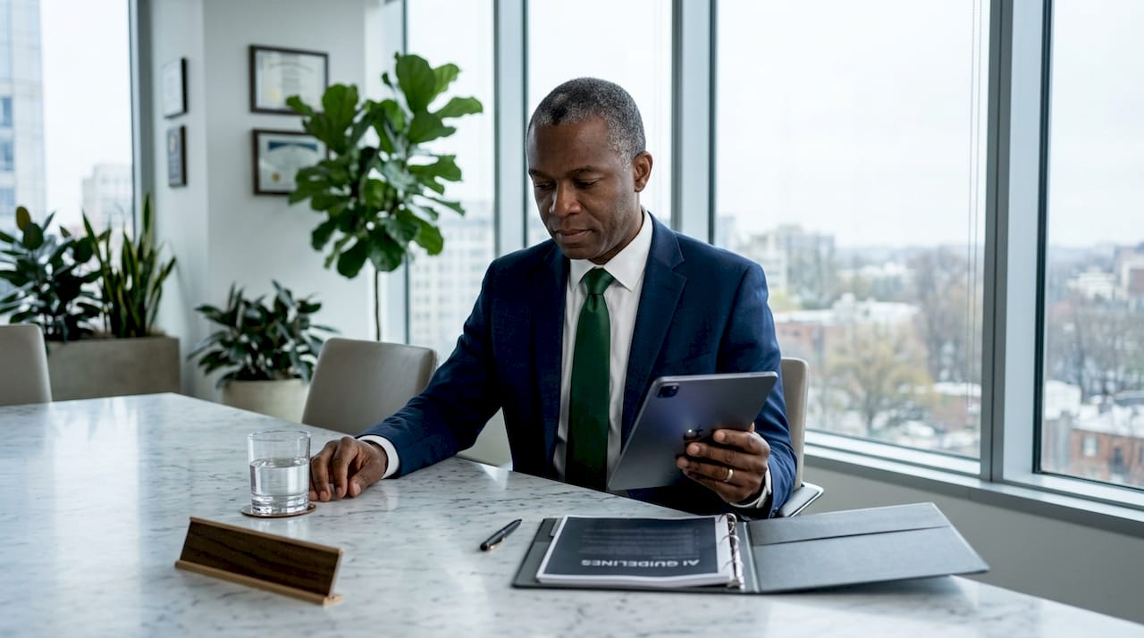 HR professional reviewing ethical interview guidelines
