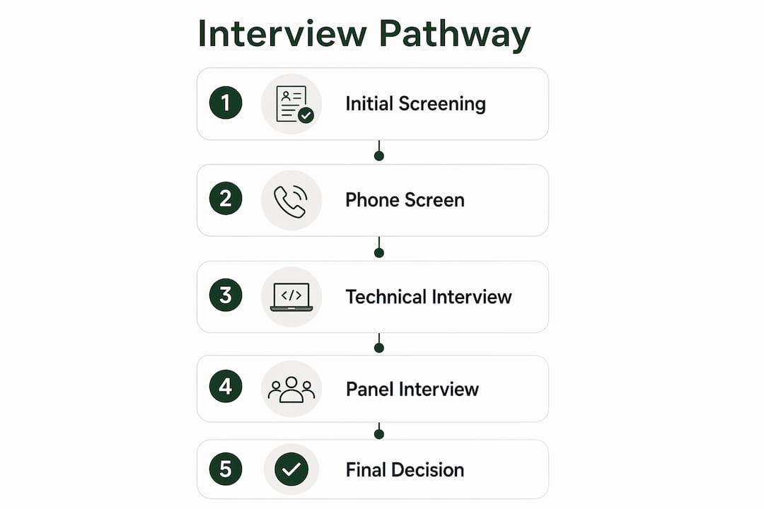 Infographic illustrating main stages of interview pathway