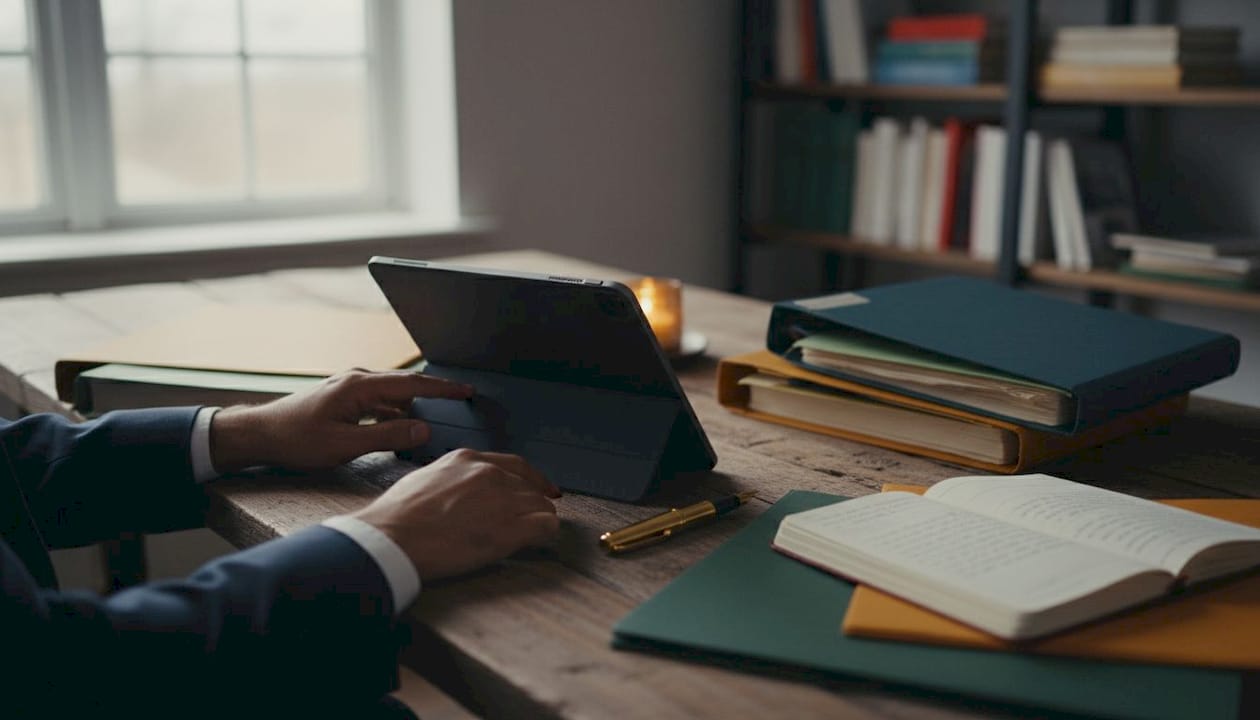 Hands adjusting AI assessment tablet interface