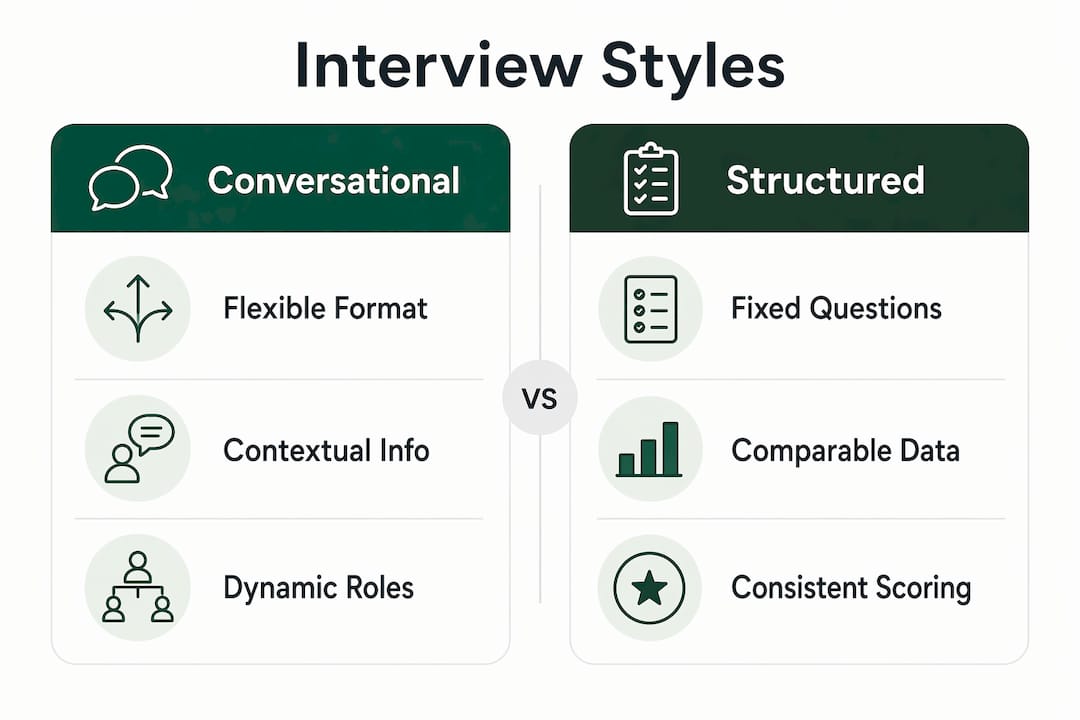Infographic comparing conversational and structured interviews