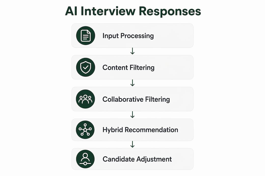 Infographic illustrating AI interview response process steps.