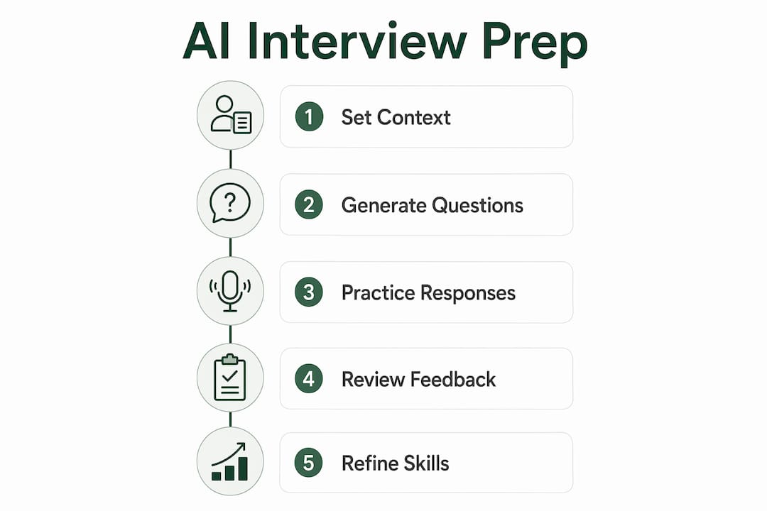 Infographic outlining AI interview preparation steps