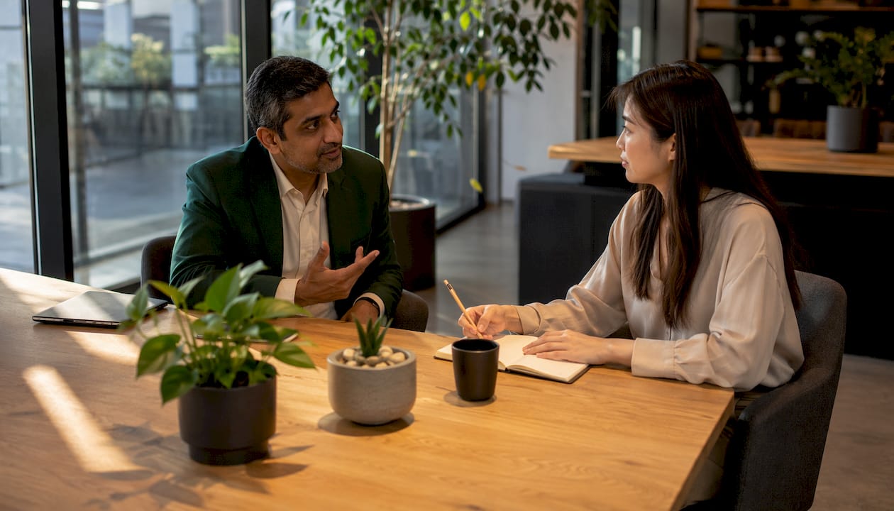 Interview dialogue between candidate and employer