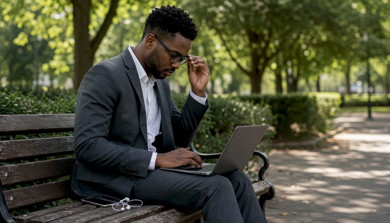Man preparing interview answers with AI