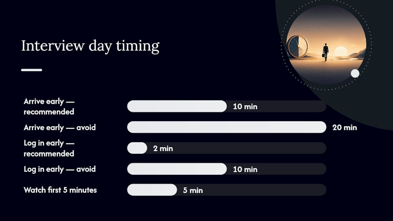 Day-of logistics: what to do before you walk in (or log on) — overview diagram