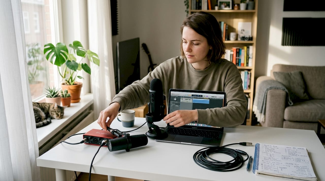 Matériel d'enregistrement essentiel pour votre home studio 1 Une femme compare les microphones usb et xlr dans un test