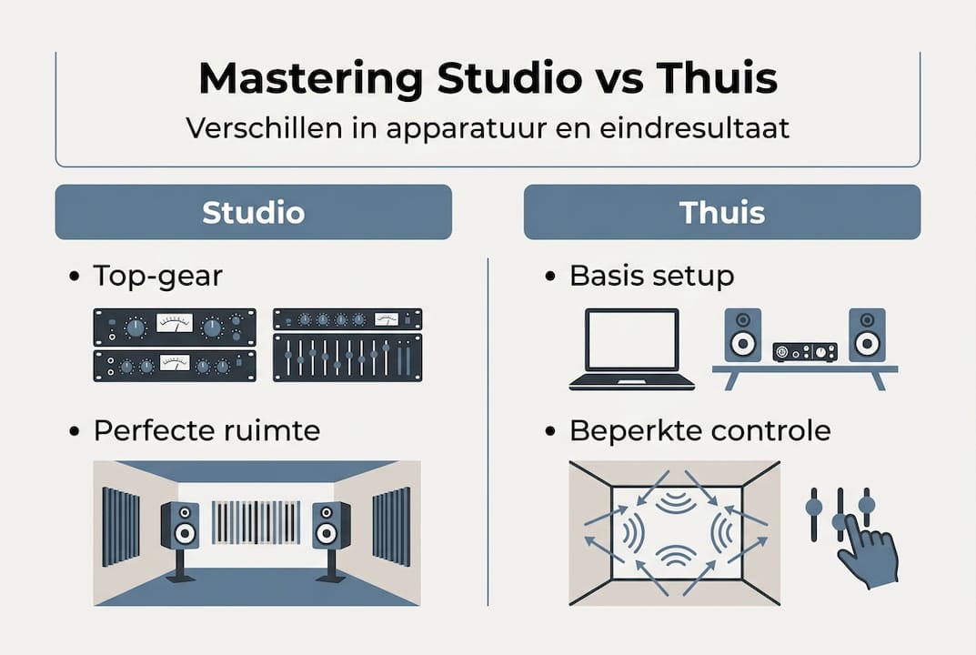 Infographie : les différences entre le mastering professionnel en studio et le mastering à domicile