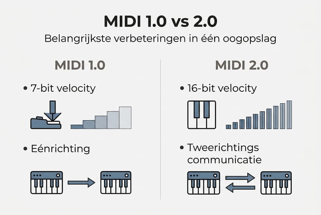 Infographie : les principales différences entre MIDI 1.0 et MIDI 2.0 en un coup d'œil