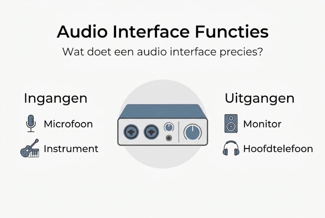Infografik: Überblick über die wichtigsten Funktionen eines Audio-Interfaces