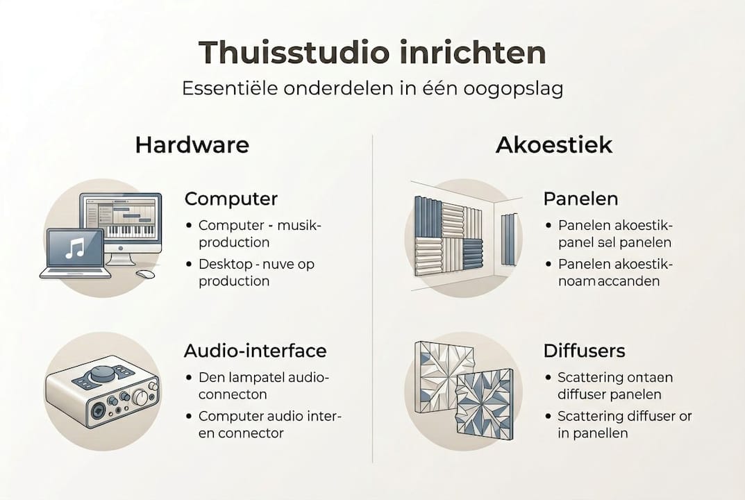Elegante Infografik: alles Wesentliche für Ihr Heimstudio auf einen Blick