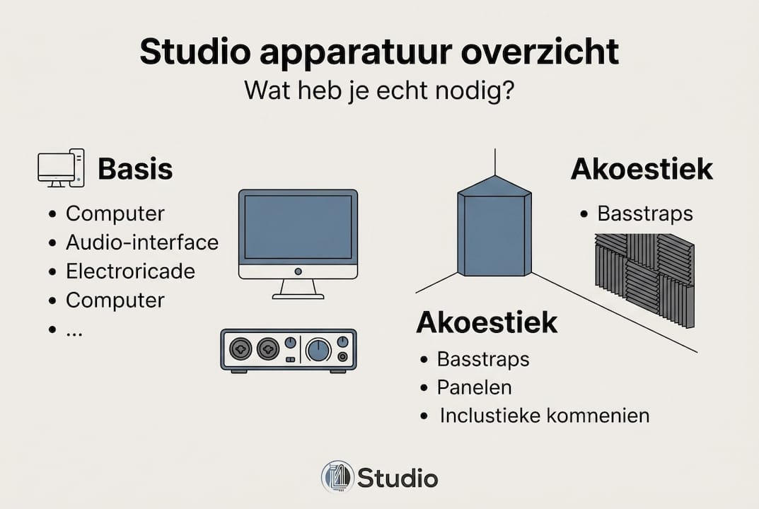Übersichtliche Infografik mit der gesamten Studioausrüstung im Blick