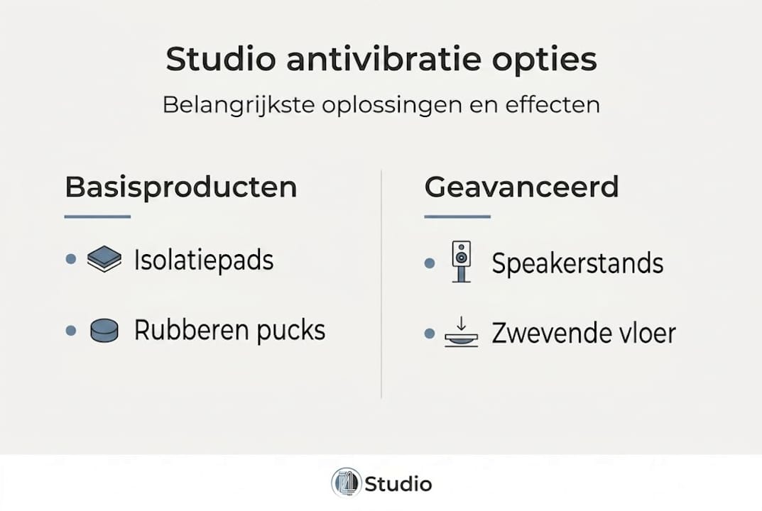 In dieser Infografik finden Sie einen Überblick über verschiedene Lösungen gegen Vibrationen im Studio.