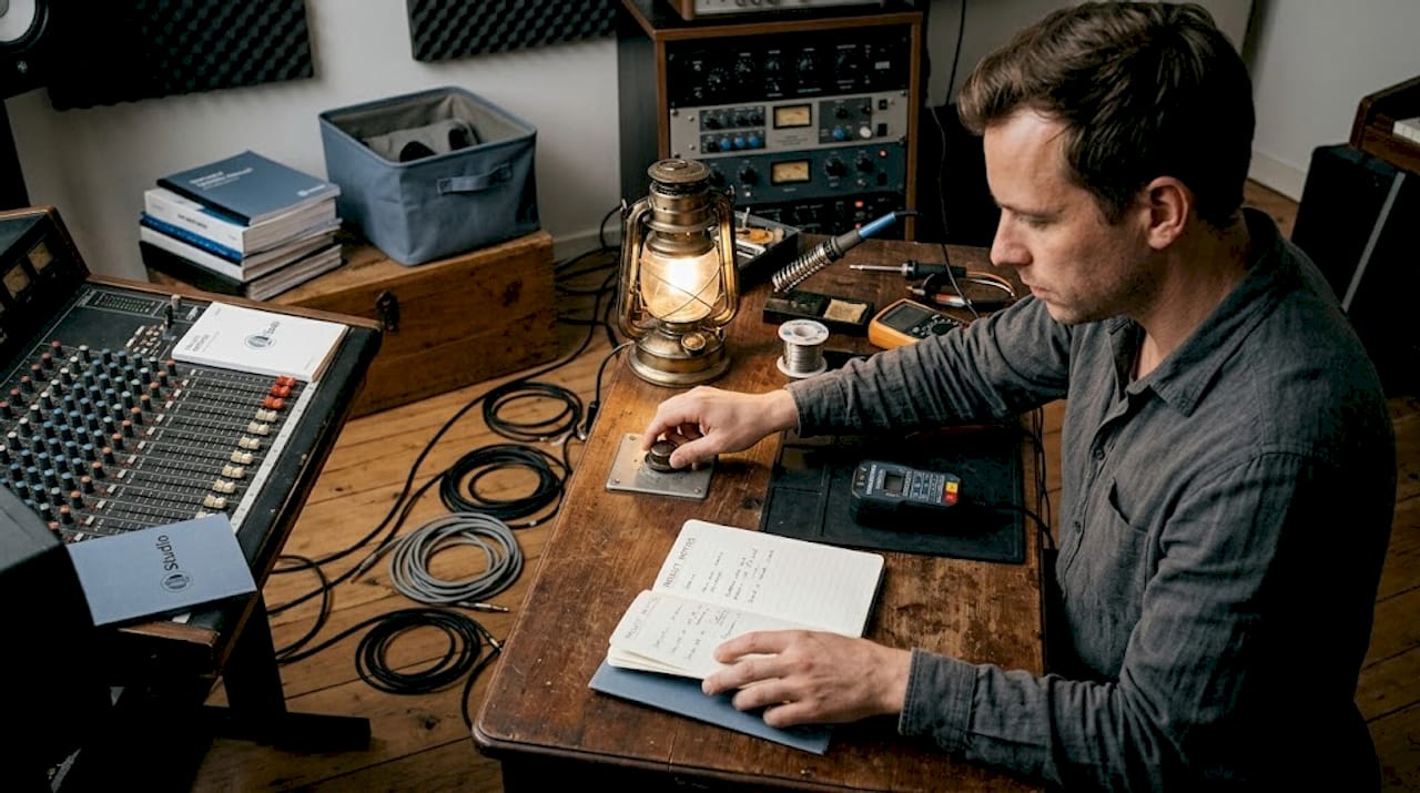 Studio mit dimmbarer Beleuchtung und Problemen mit dem Strom