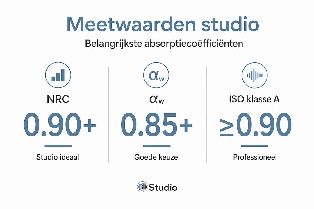 Overzicht van absorptiecoëfficiënten in de studio – infographic