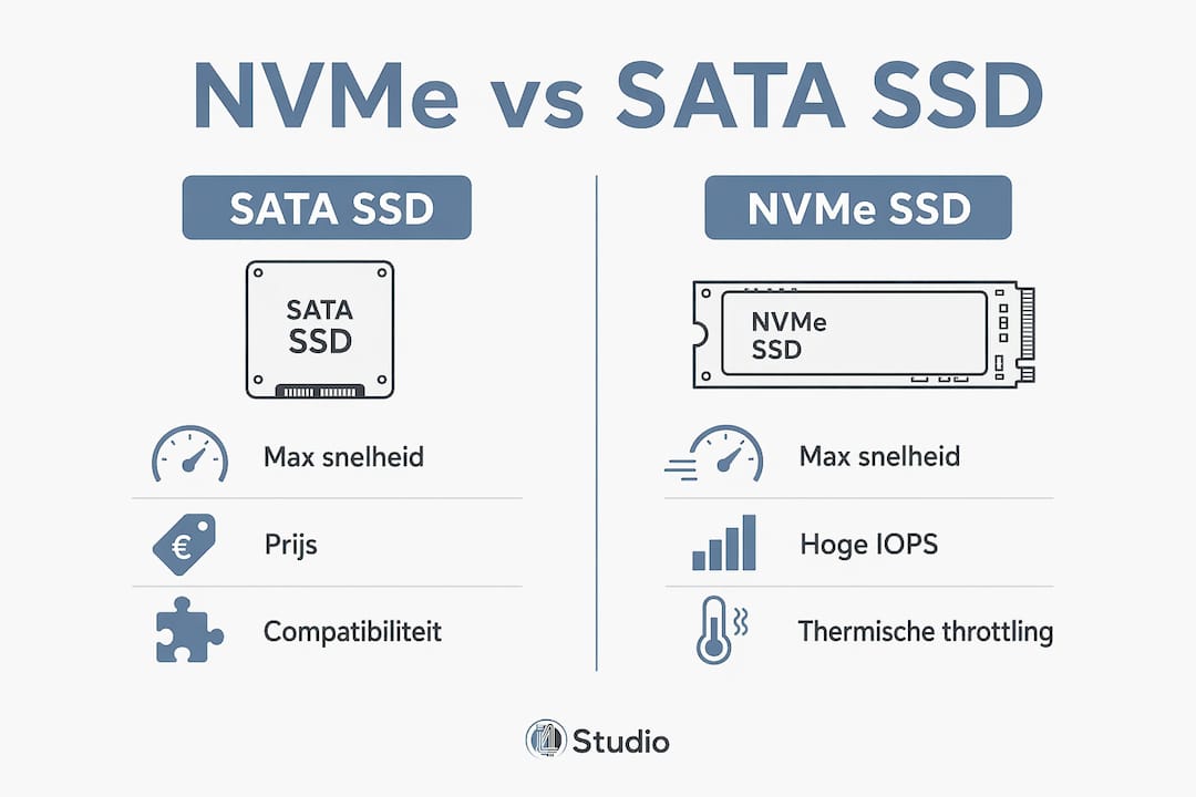 De rol van SSD in muziekproductie: complete gids 2026 2 Overzichtelijke infographic: de verschillen tussen NVMe- en SATA-SSD's op een rij