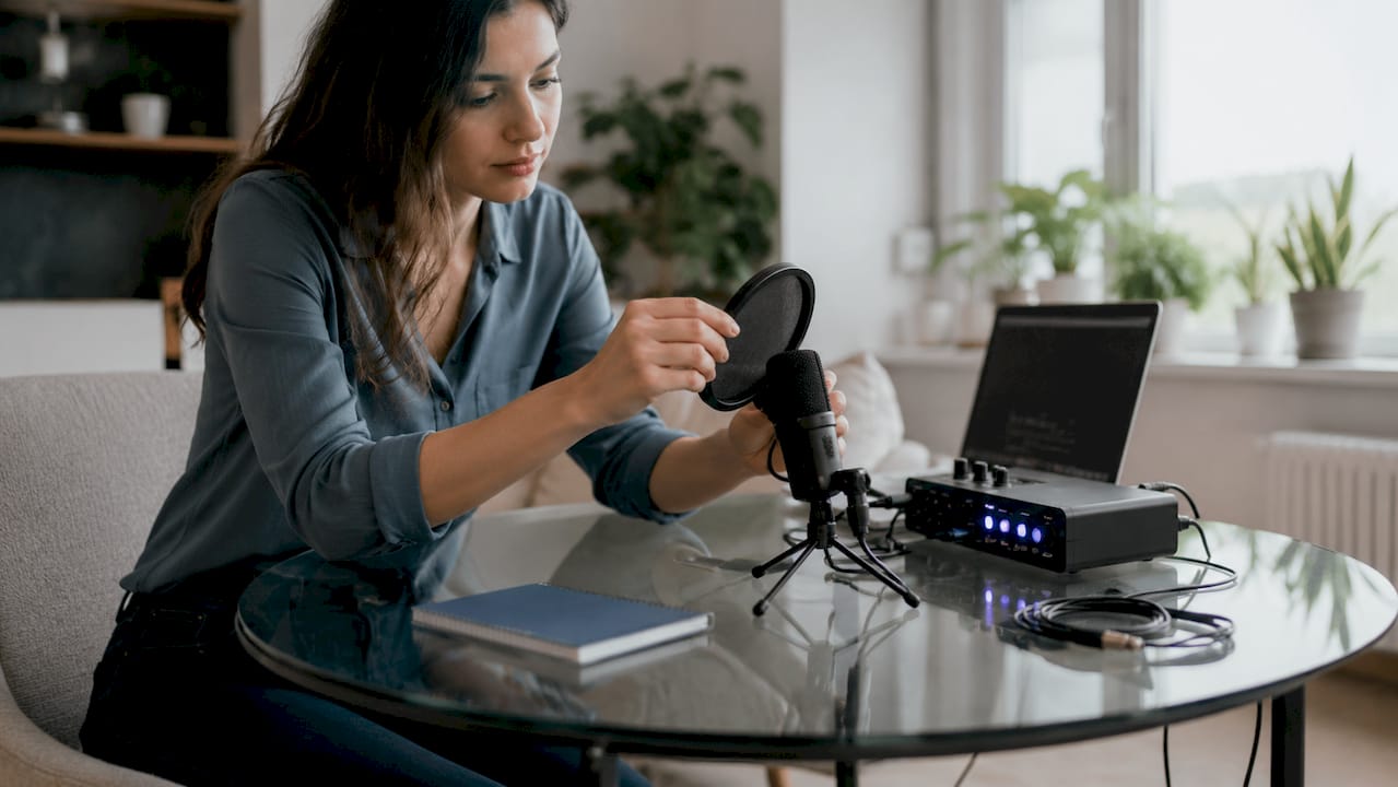 Recording Setup Guide for Musicians and Studios 1 Close-up of recording equipment on a table, overview photo