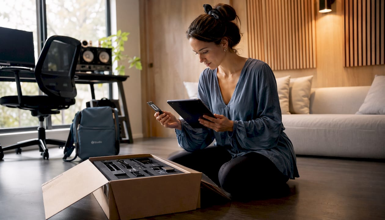 Muziekproducer die zijn computer een upgrade geeft