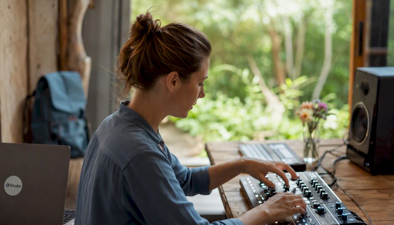 Zuverlässige Alternativen zu vmusicpro.com in den Niederlanden 2 Eine Frau testet in ihrem eigenen Studio einen speziell zusammengestellten PC