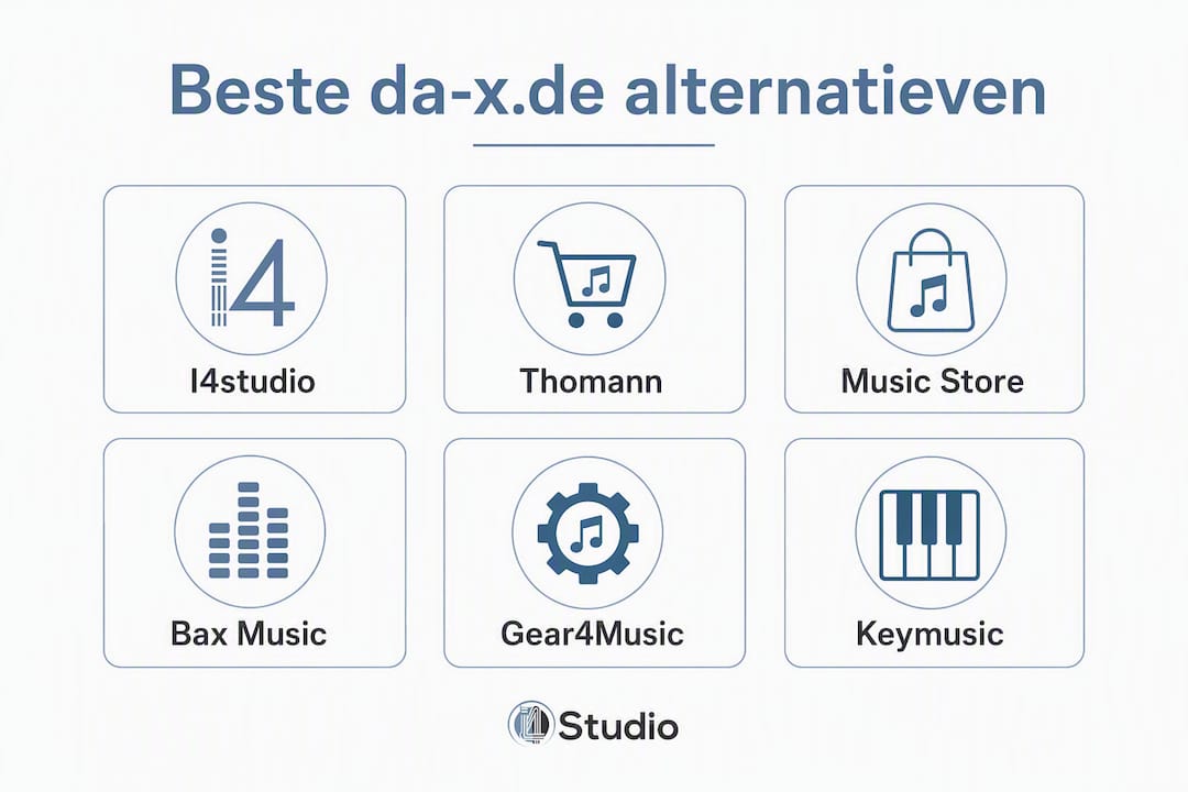 Alternatives to da-x.de for studios: Compare quickly 1 A clear infographic showing the top-rated suppliers of studio equipment